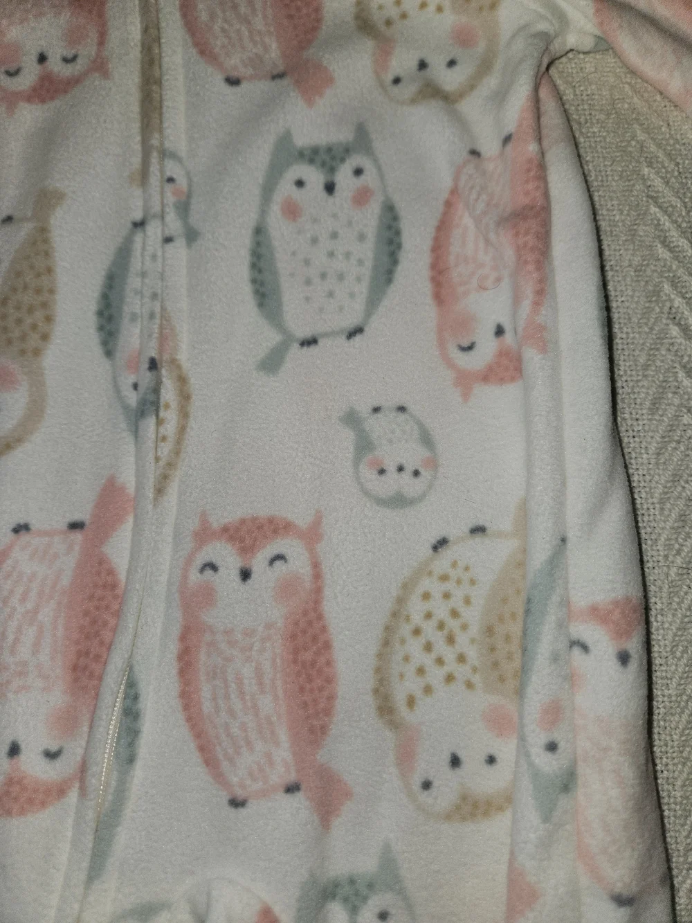 Carter's Pink & Cream Owl Footed One-Piece